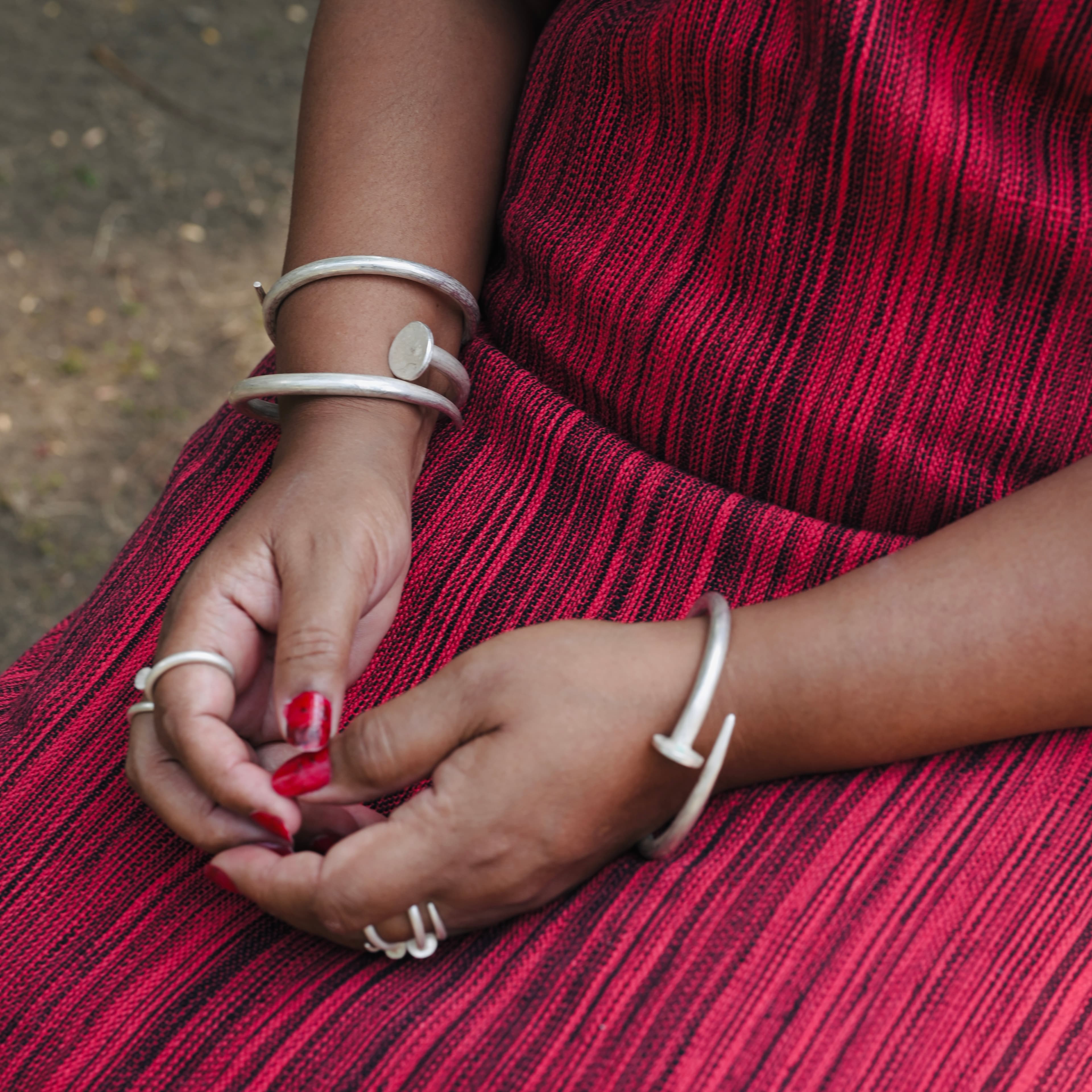 Kanti (किल) Silver Thick Armlet (Pair)